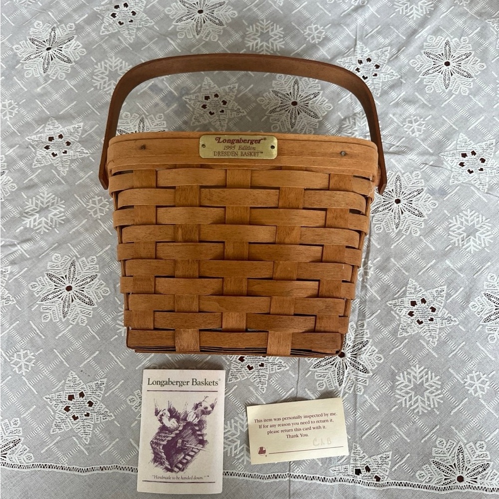 Longaberger Dresden Woven Basket with Handle & Plastic Protector insert